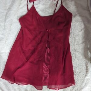 Valerie Stevens Red Asymmetrical Tie Front Camisole